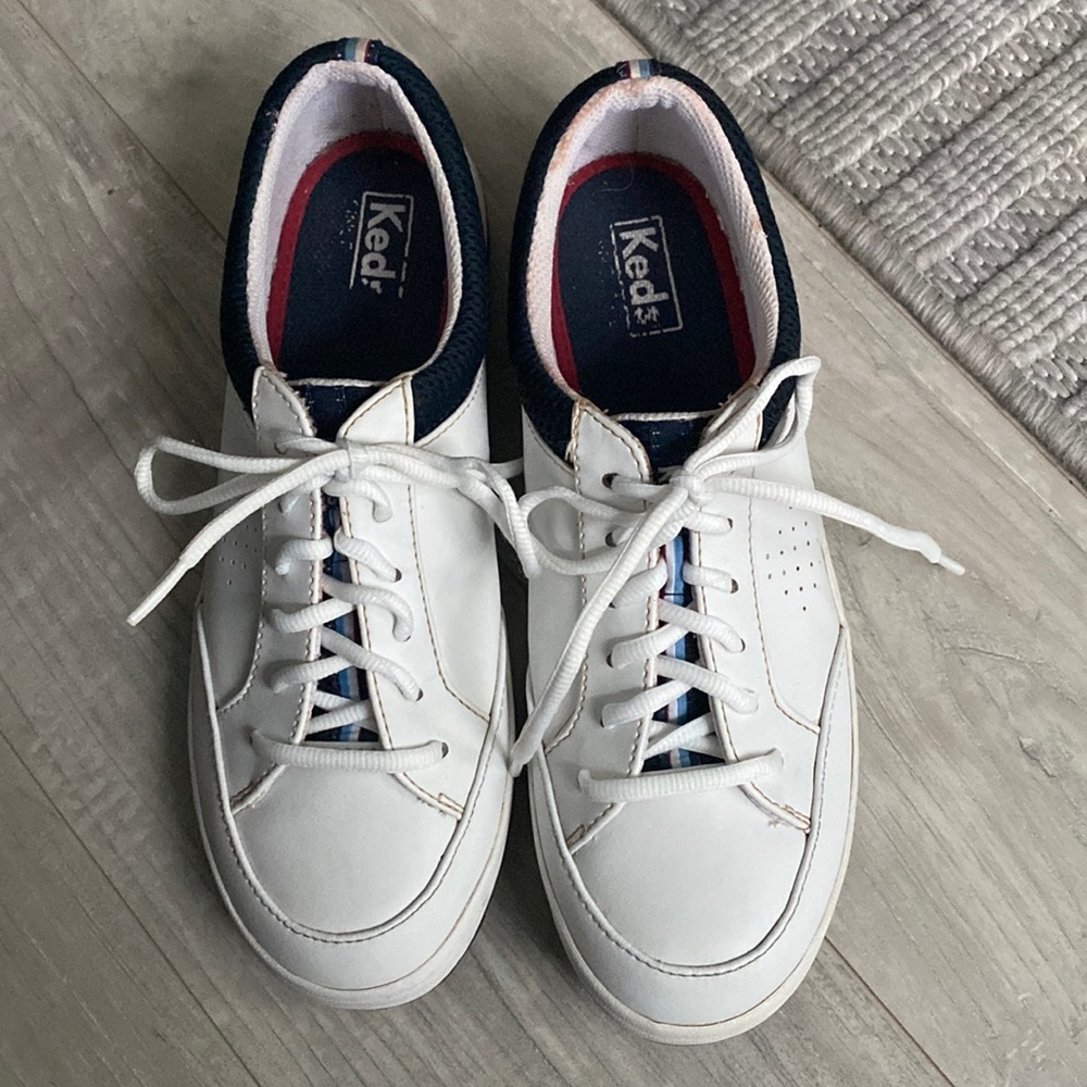 Keds Rebellion Women’s Size 10 Shoes Sneakers White Navy Blue Leather Mesh
